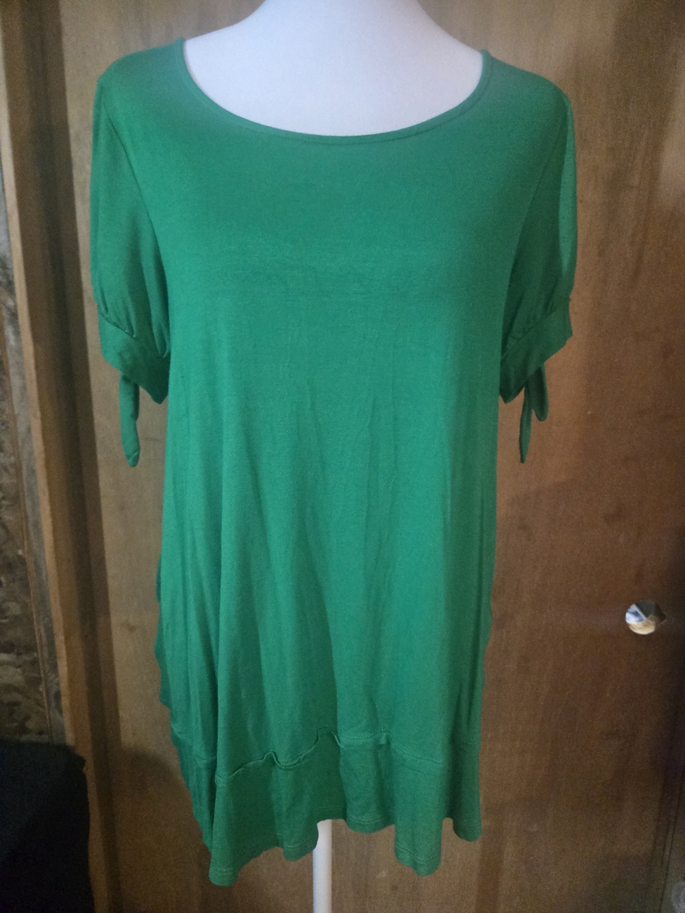 Cupio Emerald Green Short Sleeve Tie-Sleeve Tunic